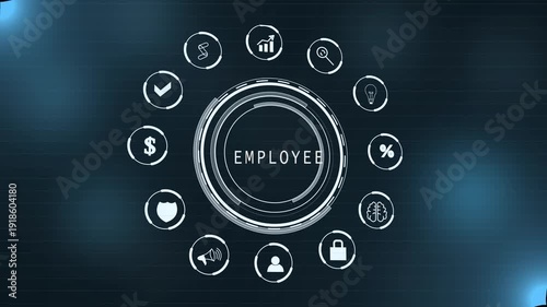 Internet, business, Technology and network concept. Employee benefits help to get the best human resources. Business concept. 3d animation on grid background