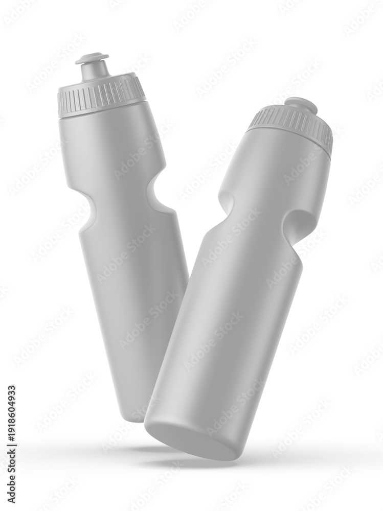 custom made wallpaper toronto digitalBlank white sports water bottle mockup isolated on clean studio background. Realistic 3D render of a reusable plastic squeeze bottle with ergonomic grip and pull-top cap, ideal for branding packaging.