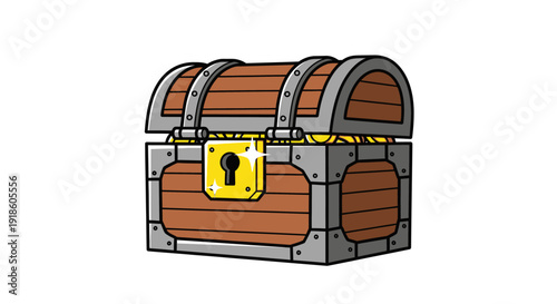 Cartoon Treasure Chest Full of Gold Coins, Open and Sparkling