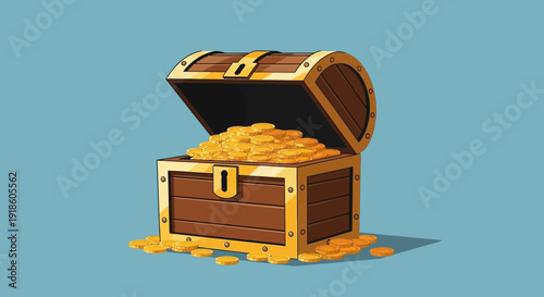 Treasure Chest Overflowing with Gold Coins