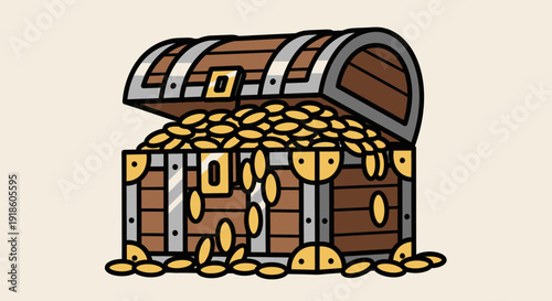 Open Treasure Chest Overflowing with Gold Coins