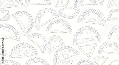 Hand-drawn Empanada Seamless Pattern - Sketchy Food Background