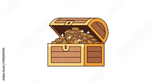 Treasure Chest Full of Gold Coins, Wealth, Fortune, and Riches