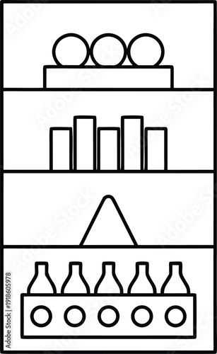 kosher for passover supermarket aisle line art vector illustration on transparent background