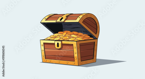 Open Treasure Chest Full of Gold Coins