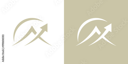 Dual meaning logo combining mountain and arrow elements, symbolizing ambition, direction, progress, and the journey toward higher goals with strength and determination.