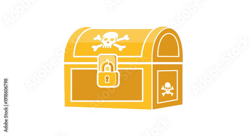 Locked Treasure Chest with Skull and Crossbones Emblem