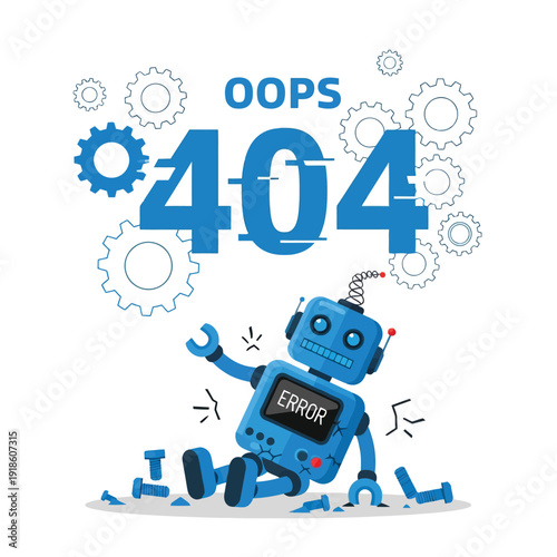 Oops 404 Broken Robot Page Not Found