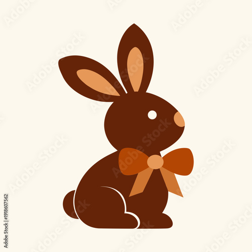chocolate-bunny-with-ribbon-bow--simple-vector-