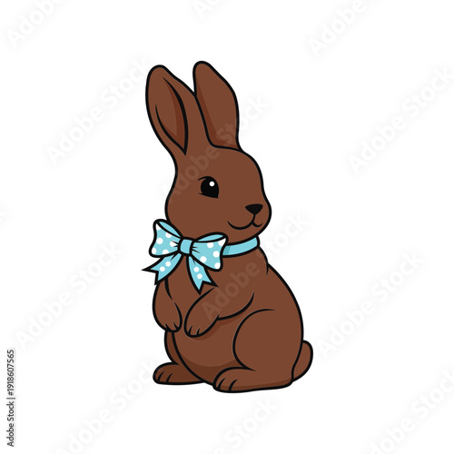 chocolate-bunny-with-ribbon-bow--simple-vector-