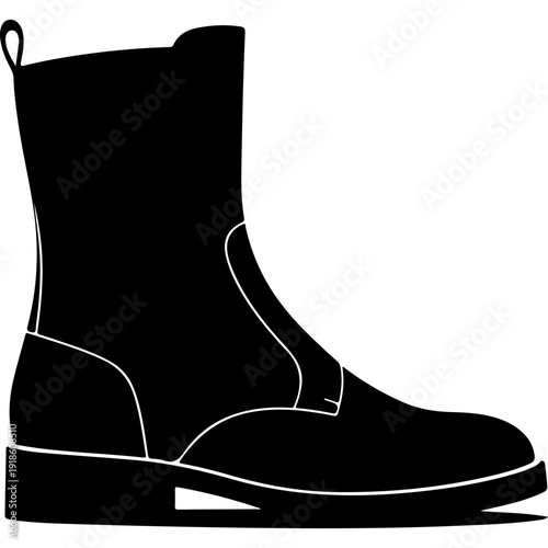 Black High-Top Chelsea Boot Vector Illustration