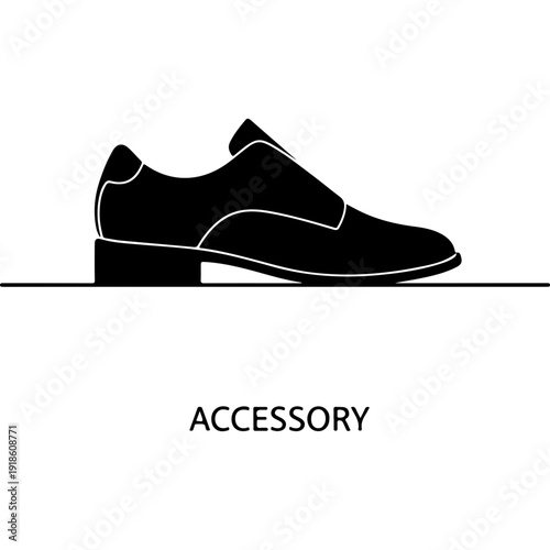 Black Formal Dress Shoe Vector Illustration
