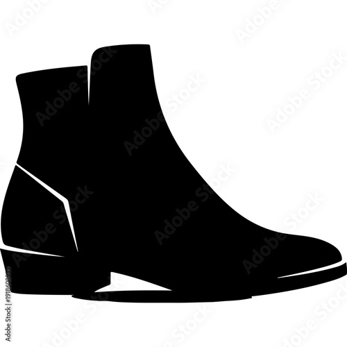 Minimalist Black Ankle Chelsea Boot Vector Illustration