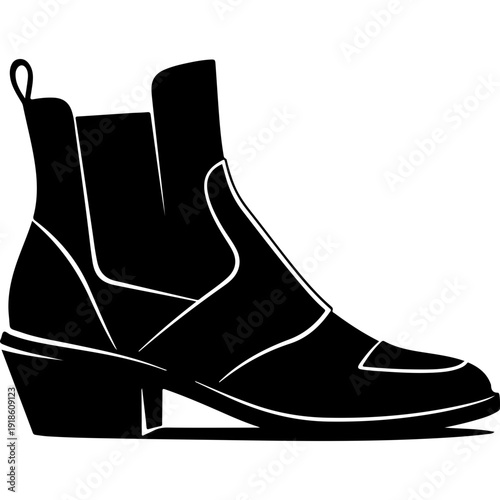 Minimalist Black Platform Chelsea Boot Illustration