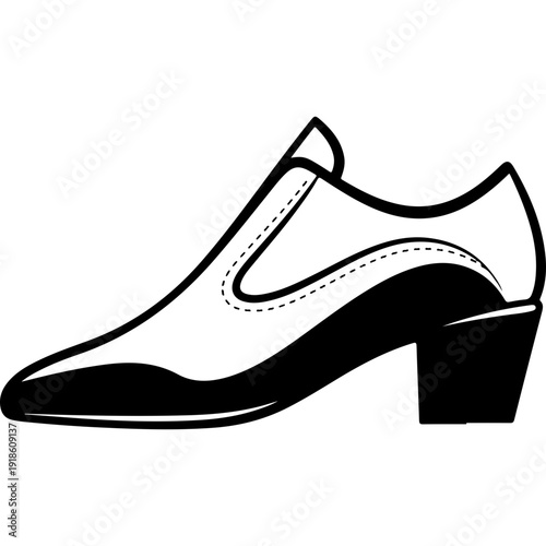 Classic Black and White Tassel Loafer Shoe Illustration