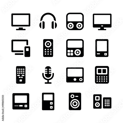 Collection of electronic devices and gadgets icons