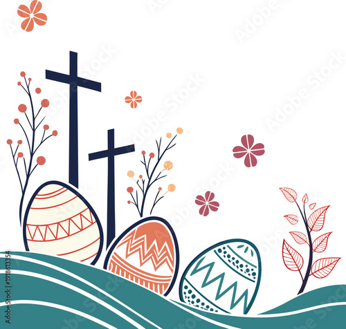 Modern Church Flyer Template for Easter Celebration, Religious Graphic Layout for Spring Services and Community Worship Events