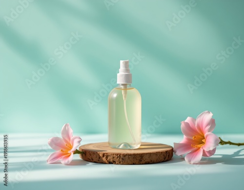 Refreshing cooling mist natural setting product photography calm environment close-up tranquil essence