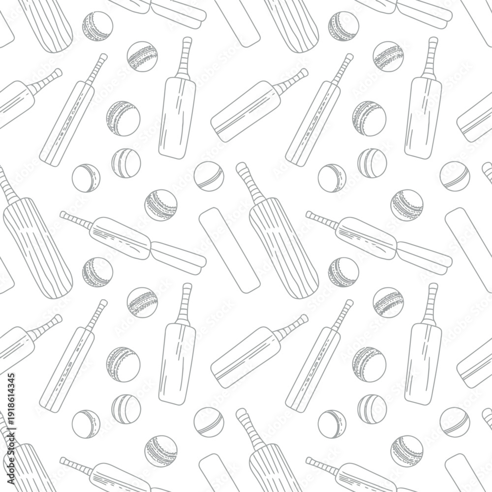Obraz premium Cricket bats and balls pattern on white background
