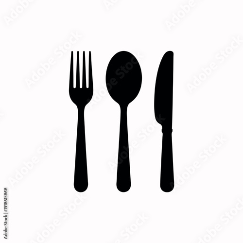 Simple black cutlery silhouette on white background