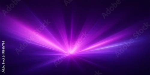 A shiny purple star burst with bright energy rays creates an abstract disco light design, featuring a glowing space explosion and laser flash backgrounds