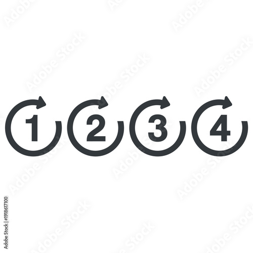 Circular arrows with numbers 1 to 4