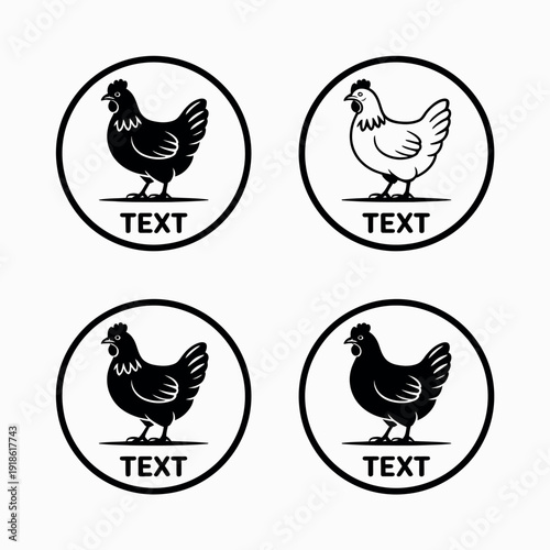 Chicken logo template set for poultry business or farm