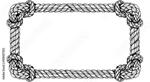 A nautical rope border illustration on a blank background from a straightforward viewpoint