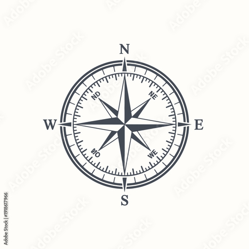 Compass rose illustration with cardinal directions