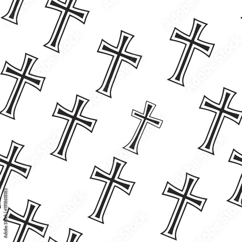 Decorative Christian Crosses Seamless Pattern Flat Vector Background for Faith Based Products and Media