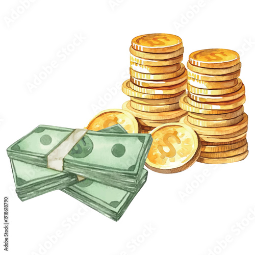 money coin and paper illustration