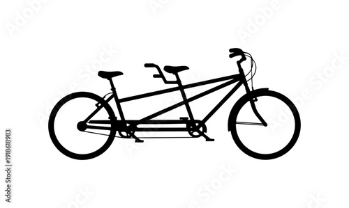 Black Tandem Bicycle Vector Illustration