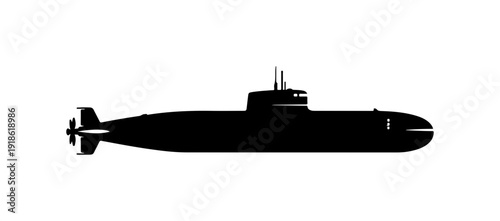 Black and White Submarine Vector Illustration