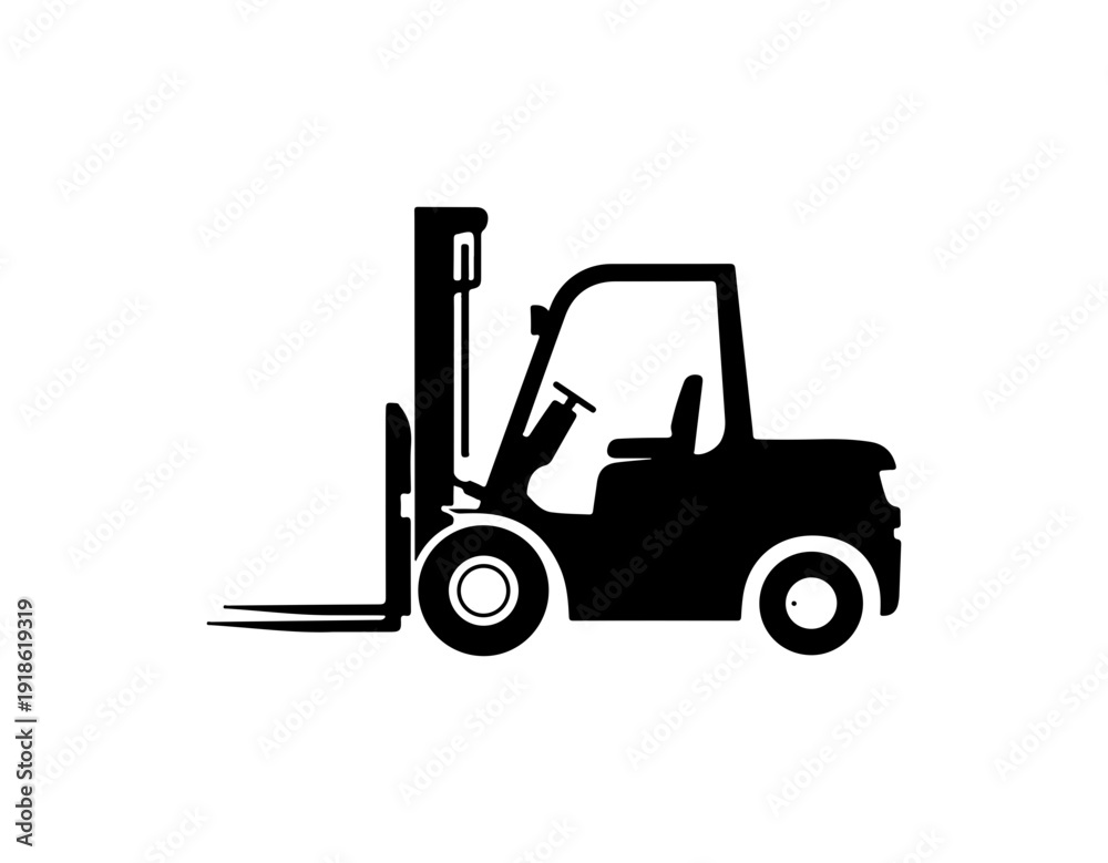 Fototapeta premium Black and White Forklift Vector Illustration