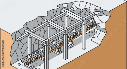 Ancient Roman Gold Mining System with Water-Powered Mills.