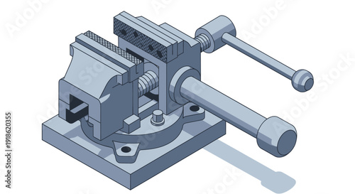 Detailed Isometric View of a Robust Bench Vise for Workshop Tasks.