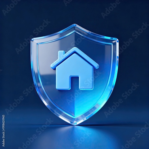 Glass shield with house icon