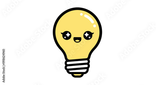 Kawaii Light Bulb Illustration Symbol of Bright Ideas and Creative Inspiration