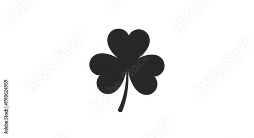 Black four leaf clover silhouette on white background symbol of luck and fortune