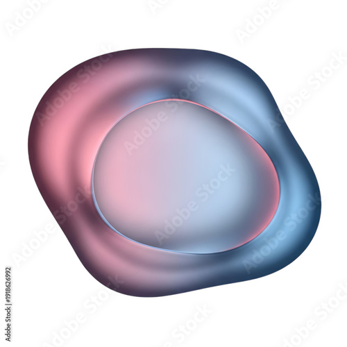 Abstract 3d rendering of colorful smooth organic shape with light and shadow for graphic design