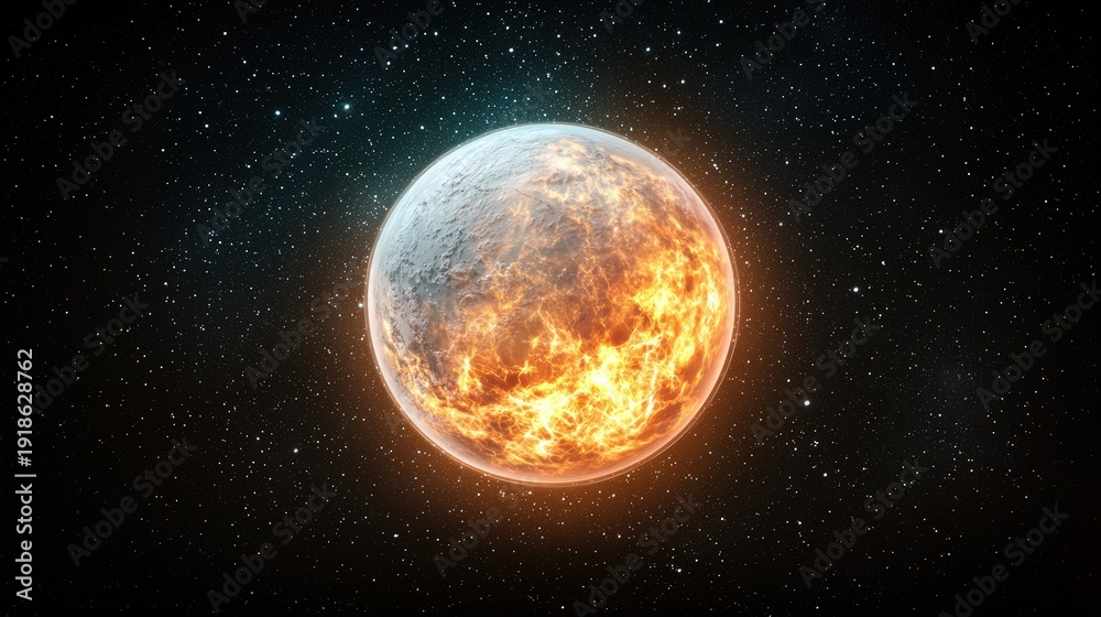 Fototapeta premium A globe with a glowing carbon emission overlay, set against a starry space background