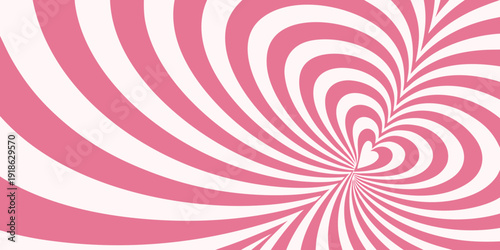 Swirling pink and white stripes converge to form a heart shape