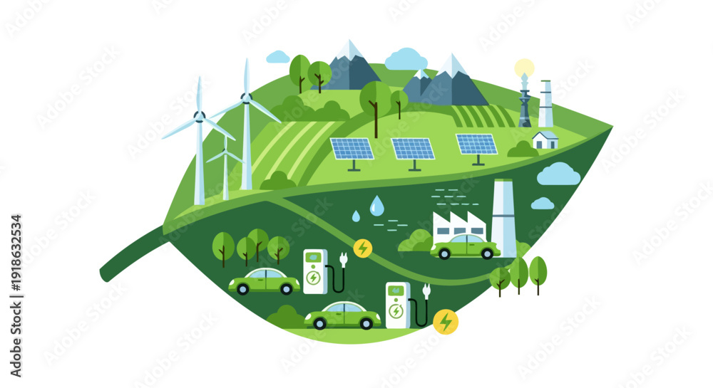 Fototapeta premium vector illustration of eco green city