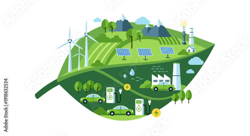 vector illustration of eco green city
