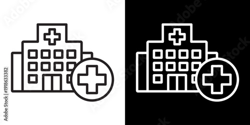Hospital Care White Icon Set Design