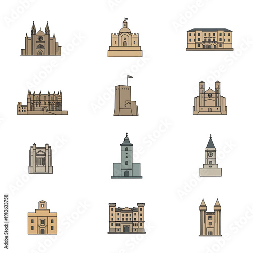 Celebrating Balearic Islands Day with iconic buildings and landmarks in a vibrant Día de las Islas Baleares illustration