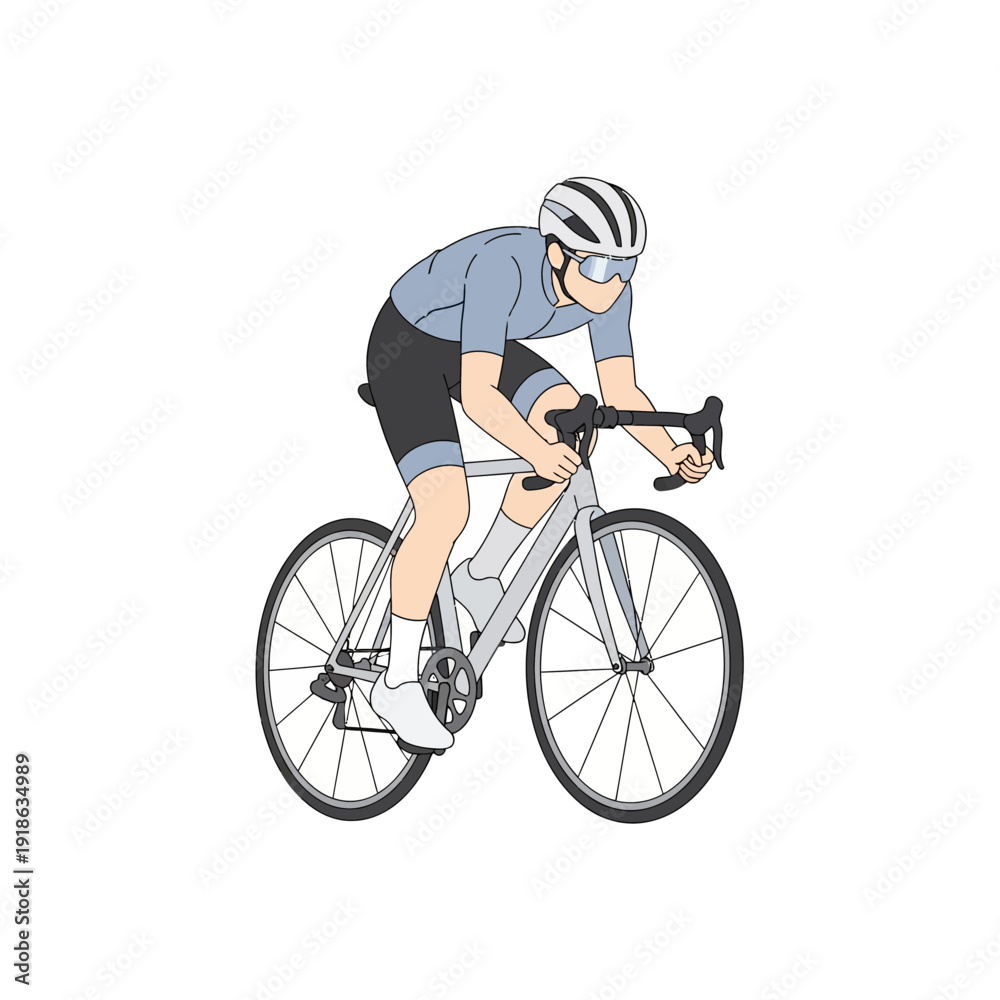 Obraz premium Cyclist in motion, road bike racing, athletic man, sports gear, white background