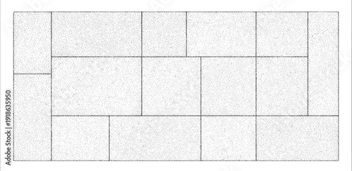 Geometric pattern of rectangular shapes arranged in a grid formation on a flat surface, viewed from directly above