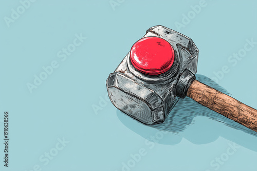 giant hammer with red button