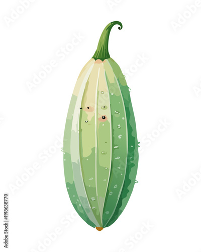 Long green bean or pea pod for healthy organic cooking and fresh vegetable market promotional graphic design elements - Vector Illustration